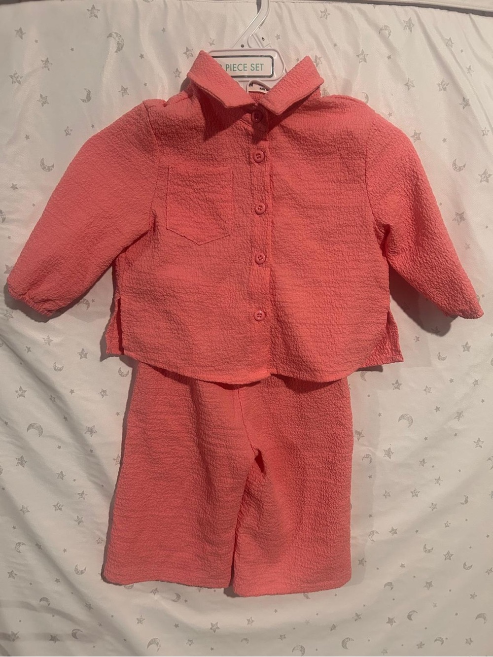 Girls Two-Piece Matching Set in Coral Pink